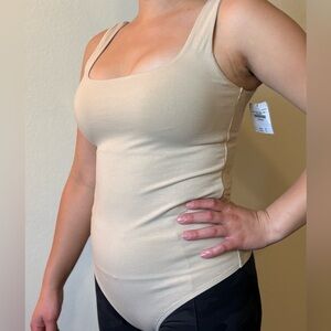 Beige Sleeveless Bodysuit Abercrombie and Fitch